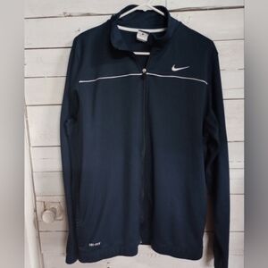 Nike Air Dri Fit Track Jacket Mens Size Large Blue White Warm Up Basketball